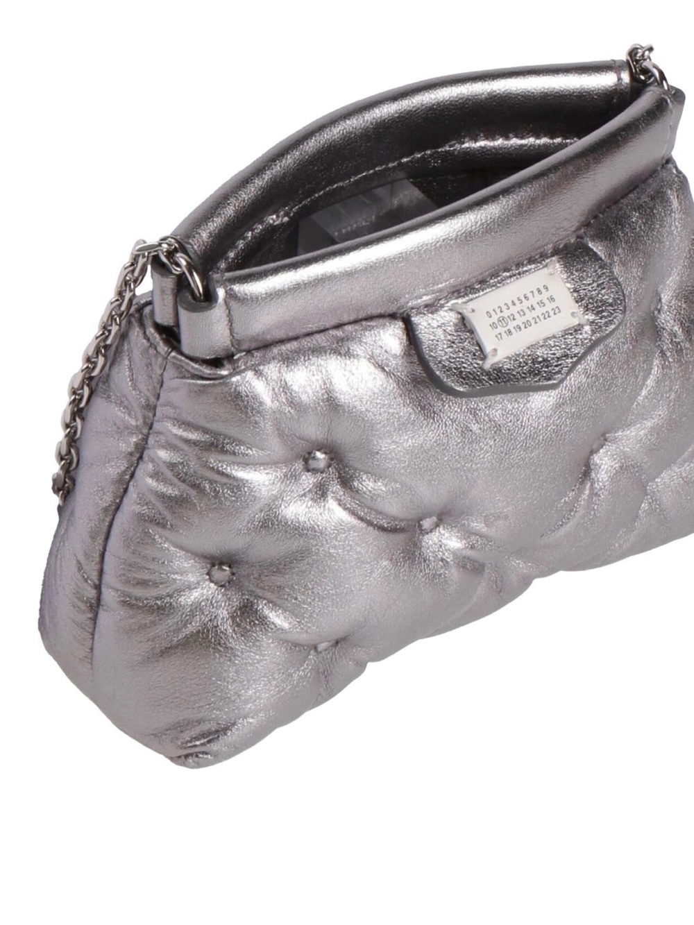Maison Margiela Metallic Silver Quilted Chain Clutch